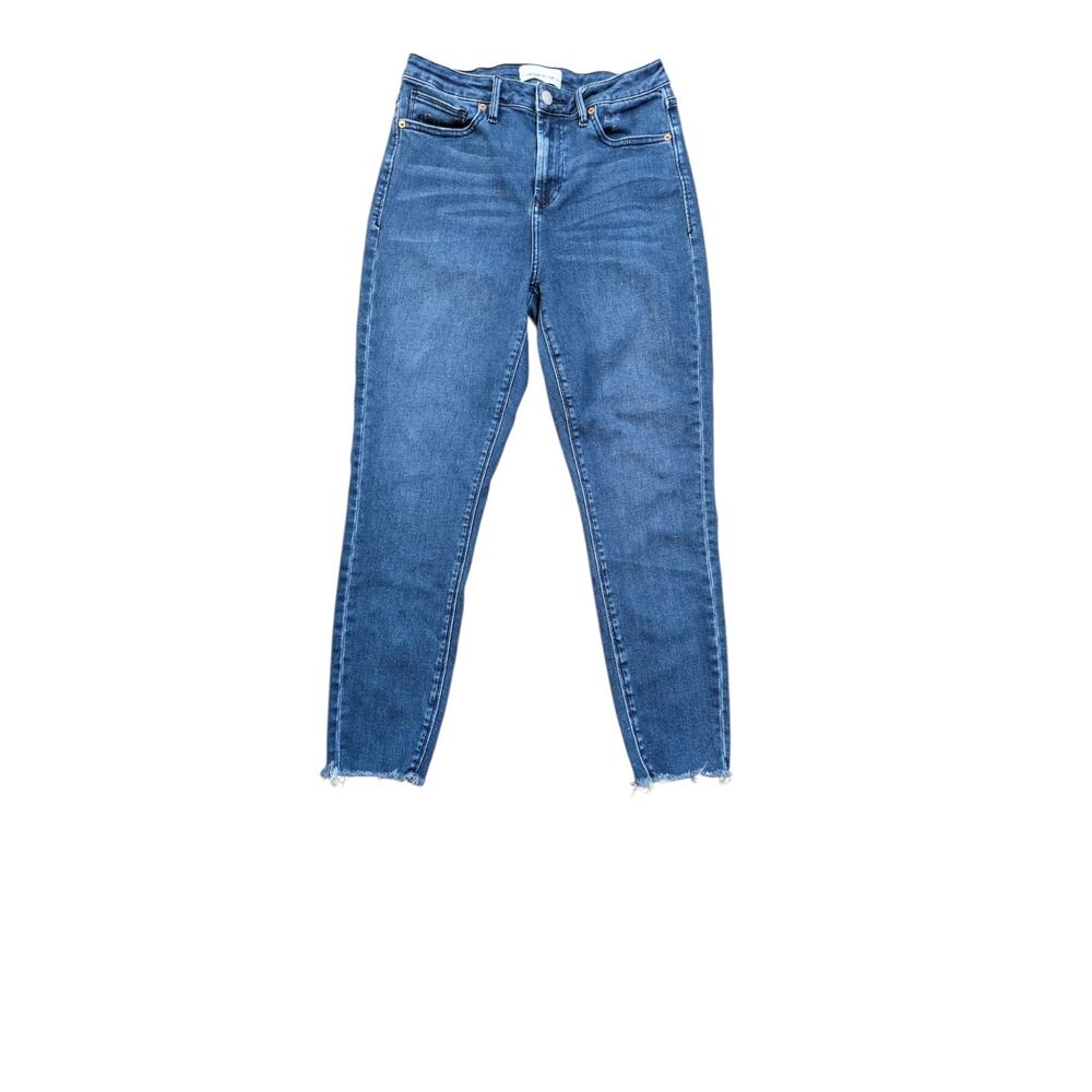 Dear John Every Day Basic Frayed Ankle Medium Blue Wash Denim Jeans Size 30